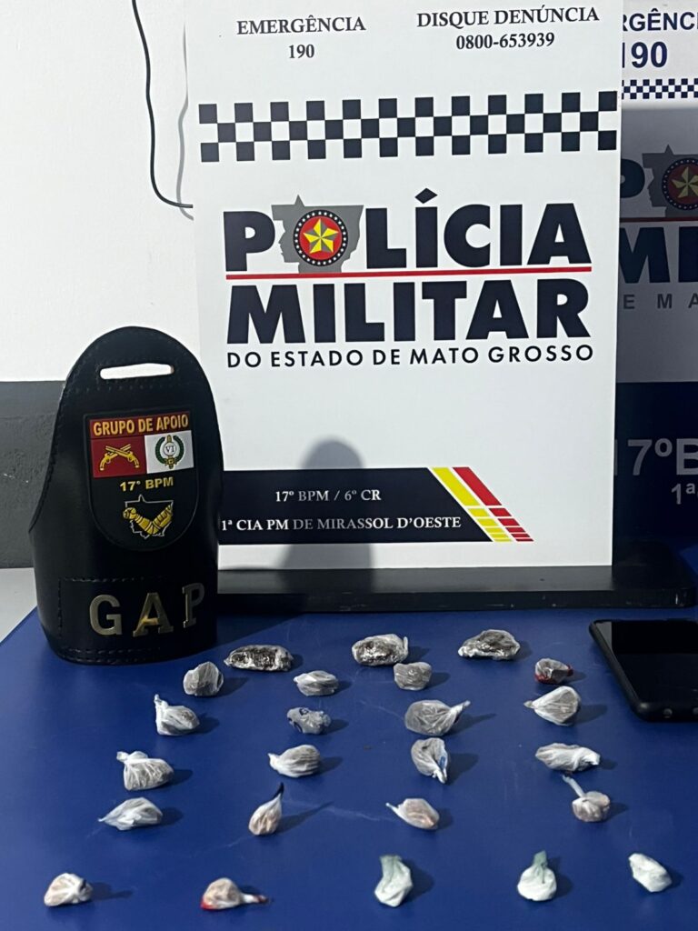 Suspeito de 23 anos é preso por tráfico de drogas no Jardim São Paulo, em Mirassol D’Oeste
