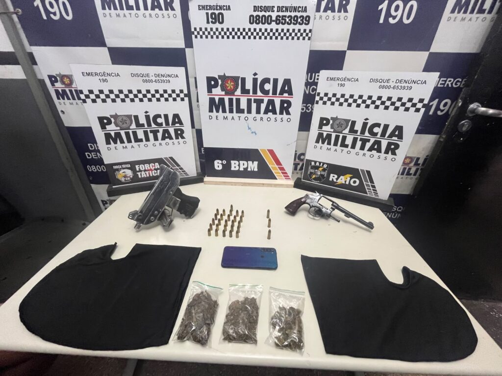 PM apreende submetralhadora com adolescentes de facção e impede possível homicídio em Cáceres